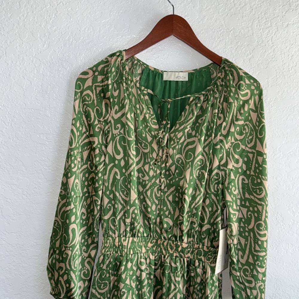 Pinch Green Patterned Satin Mini Dress - Picture 6 of 11